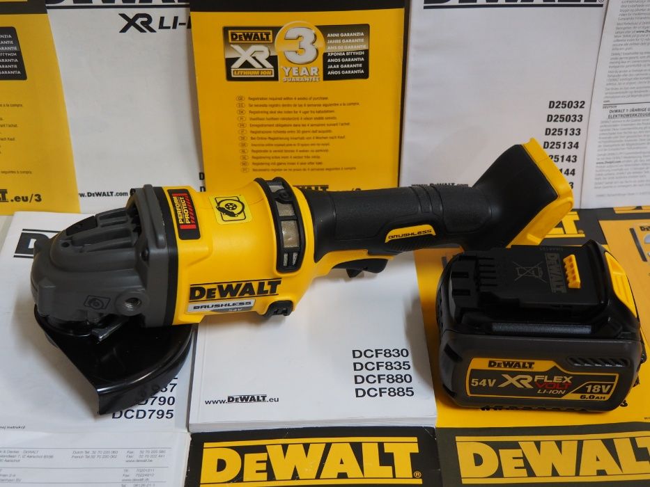 Katowa szlifierka DEWALT DCG 418 +bateria 54v 6Ah bez ladowarka aku