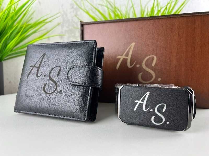 Шкіряний ремінь та гаманець | Подарунковий набір для чоловіків