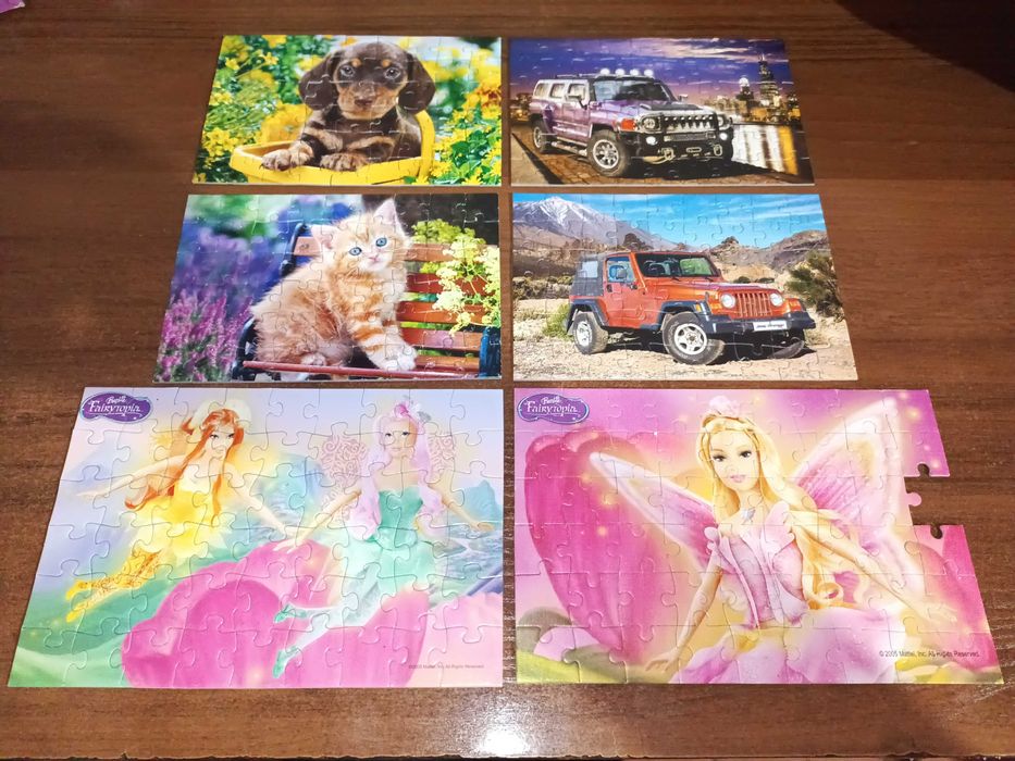 Пазлы Castorland Котик, собачка, машины. Пазлы Trefl Феи Барби 54 шт
