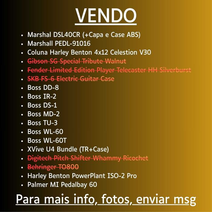 Diverso material musical (Guitarras, pedais, amp, coluna, pedaleira..)