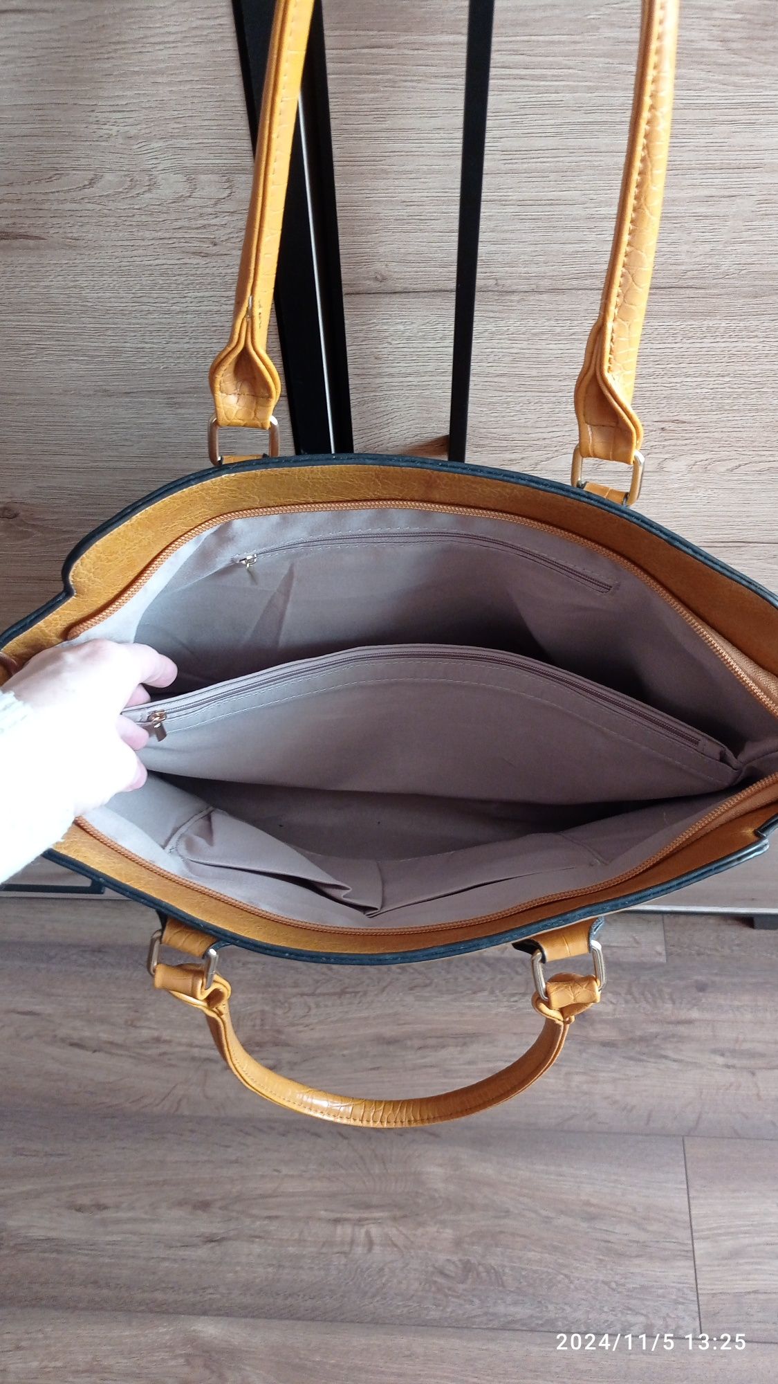 Nowa elegancka torba musztardowa
