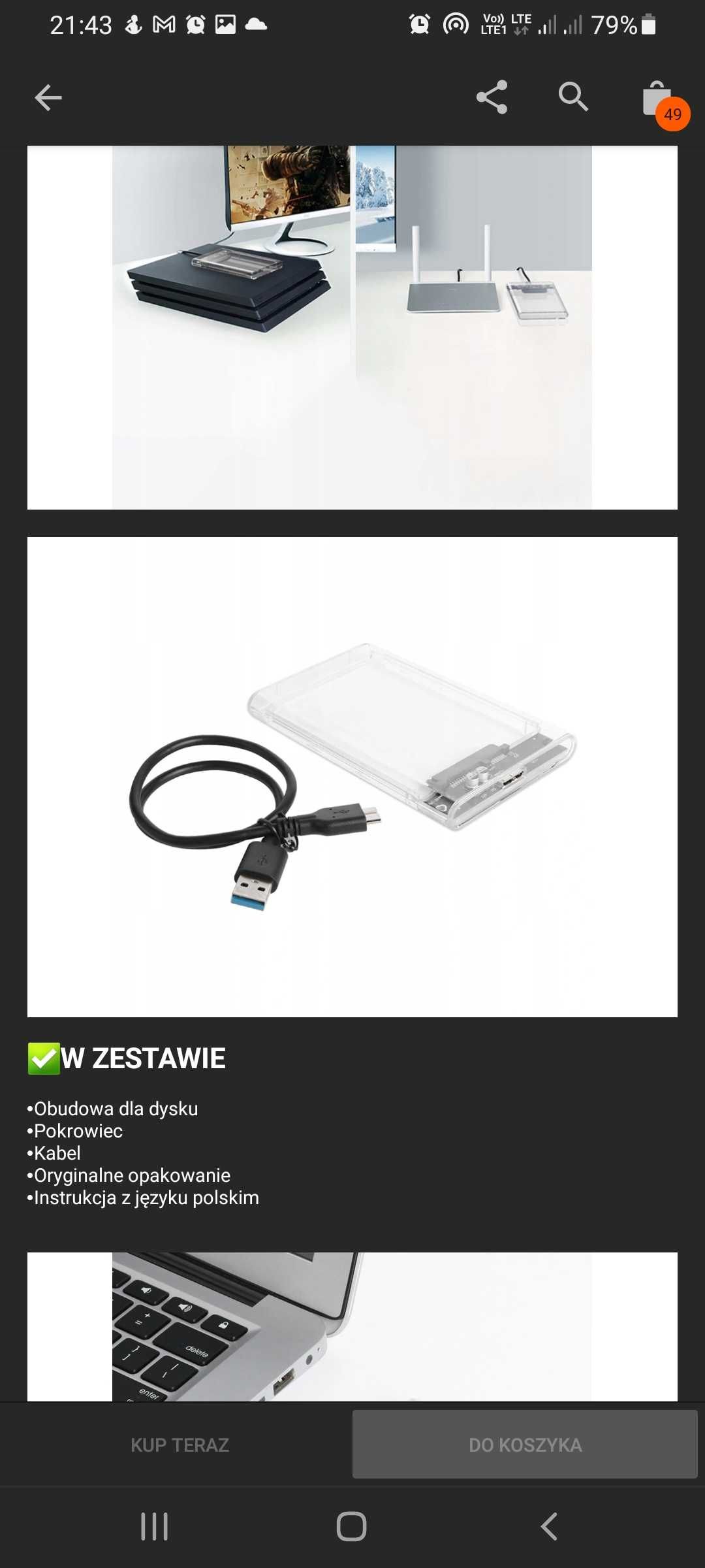 Obudowa dysku 2,5" przezroczysta obudowa dysku USB 3.0 3.1