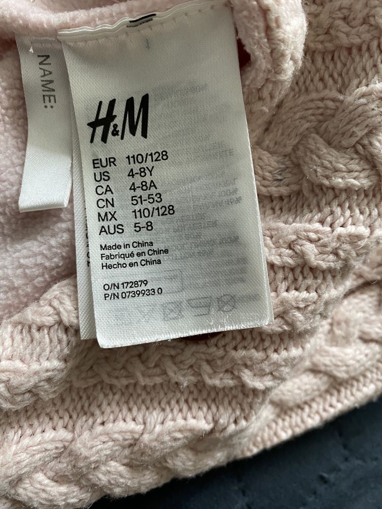 Шапка hm h&m 110/128 шапка на зав‘язках hm на флісі