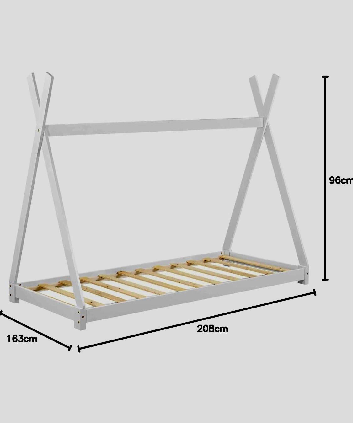 Cama Tipi 90x200 cm branco mate