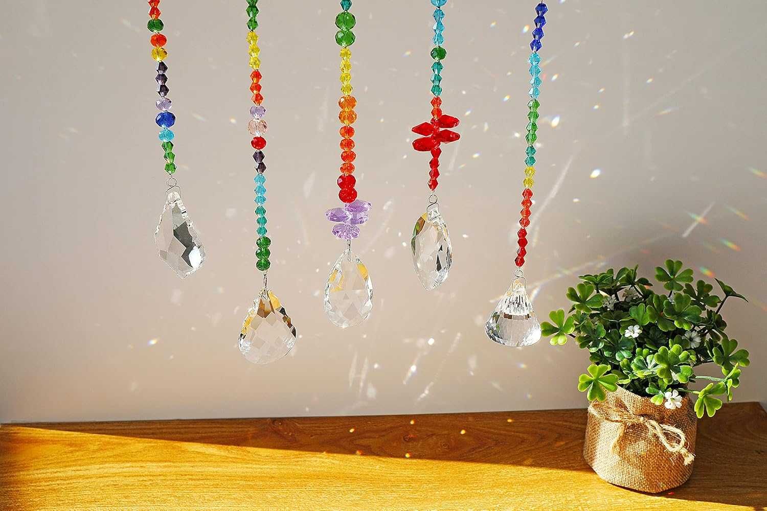 572 CrystalTears Dekoracja okienna wisząca 5 szt Kryształowy wisiorek