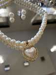 kolia i kolczyki Perły zawieszka serce kolczyki Fashion Jewelry