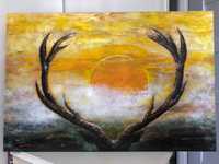 "Poroże jelenia"- duży obraz  olejny