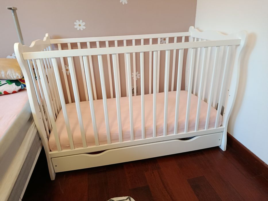 Łóżeczko Julia 120x60 białe niemowlęce materac hilding dobranocka