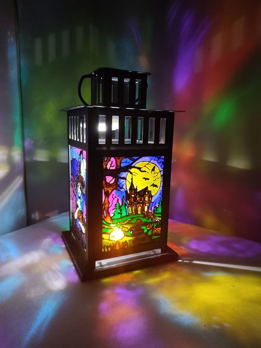 Latarenka dekoracja na Halloween ręcznie malowana