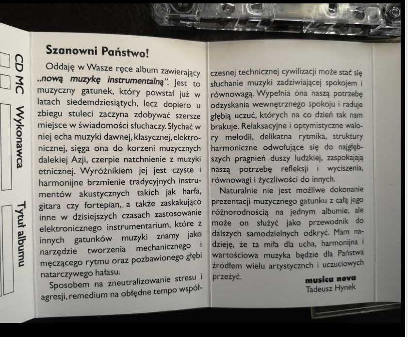 kaseta magnetofonowa New Instrumental Music Musica Nowa