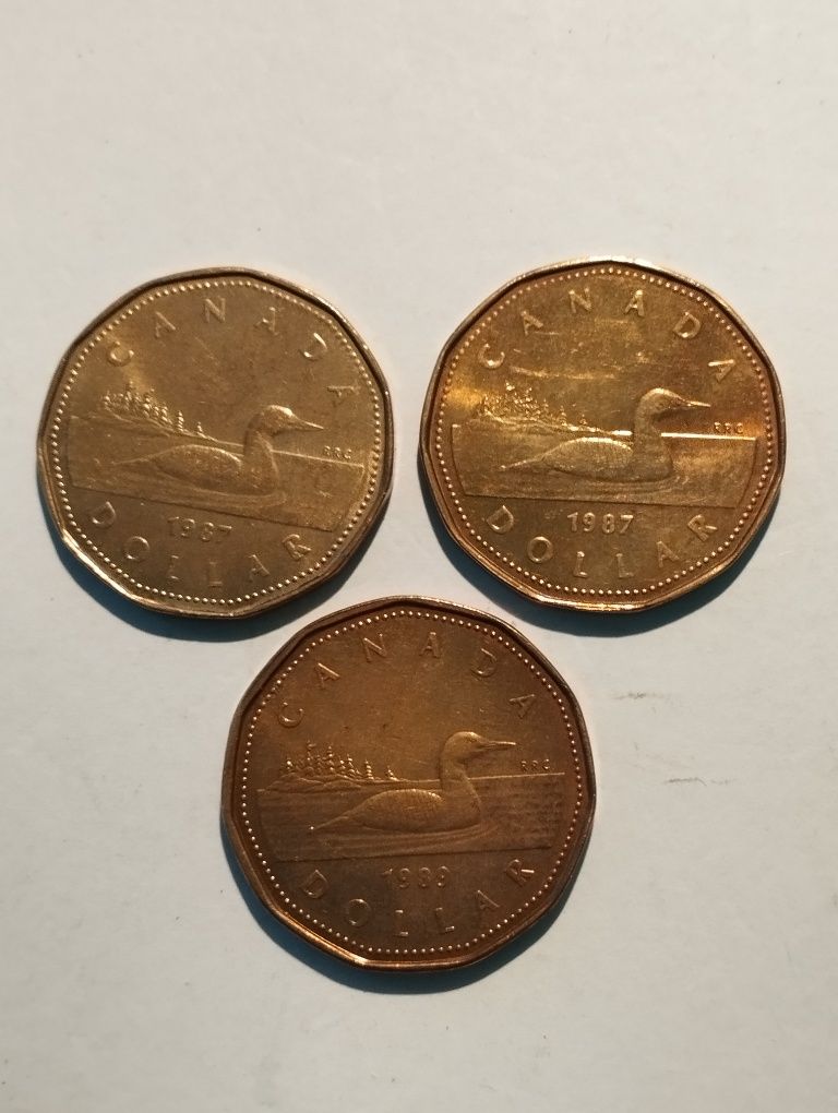 Moedas de 1 Dollar 1987 e 1989 Proof do Canadá não circuladas