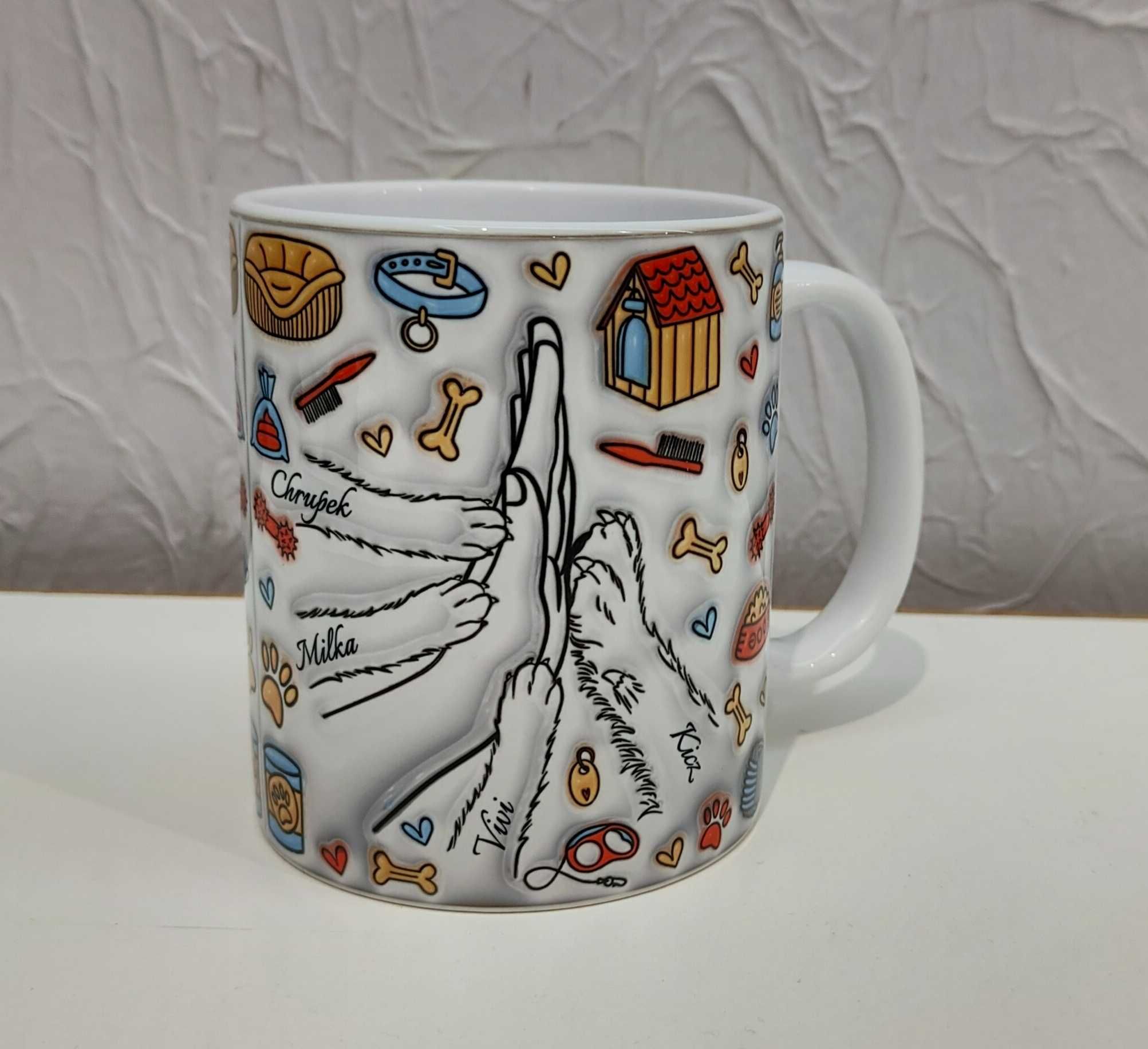 Kubek psia łapa i właściciela 330ml dłoń plus łapka 1-6 psów efekt 3D