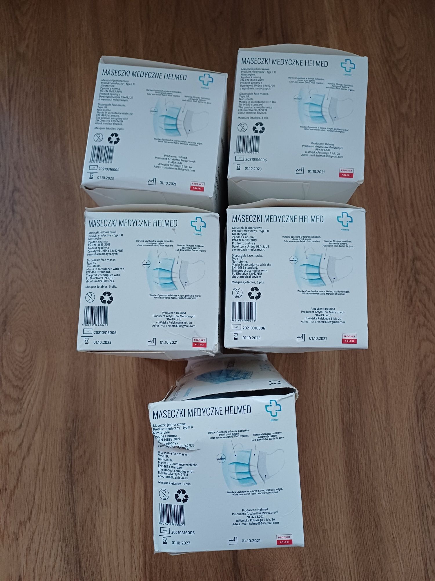 Maseczki ochronne, medyczne HELMED typ II R, prawie 250szt