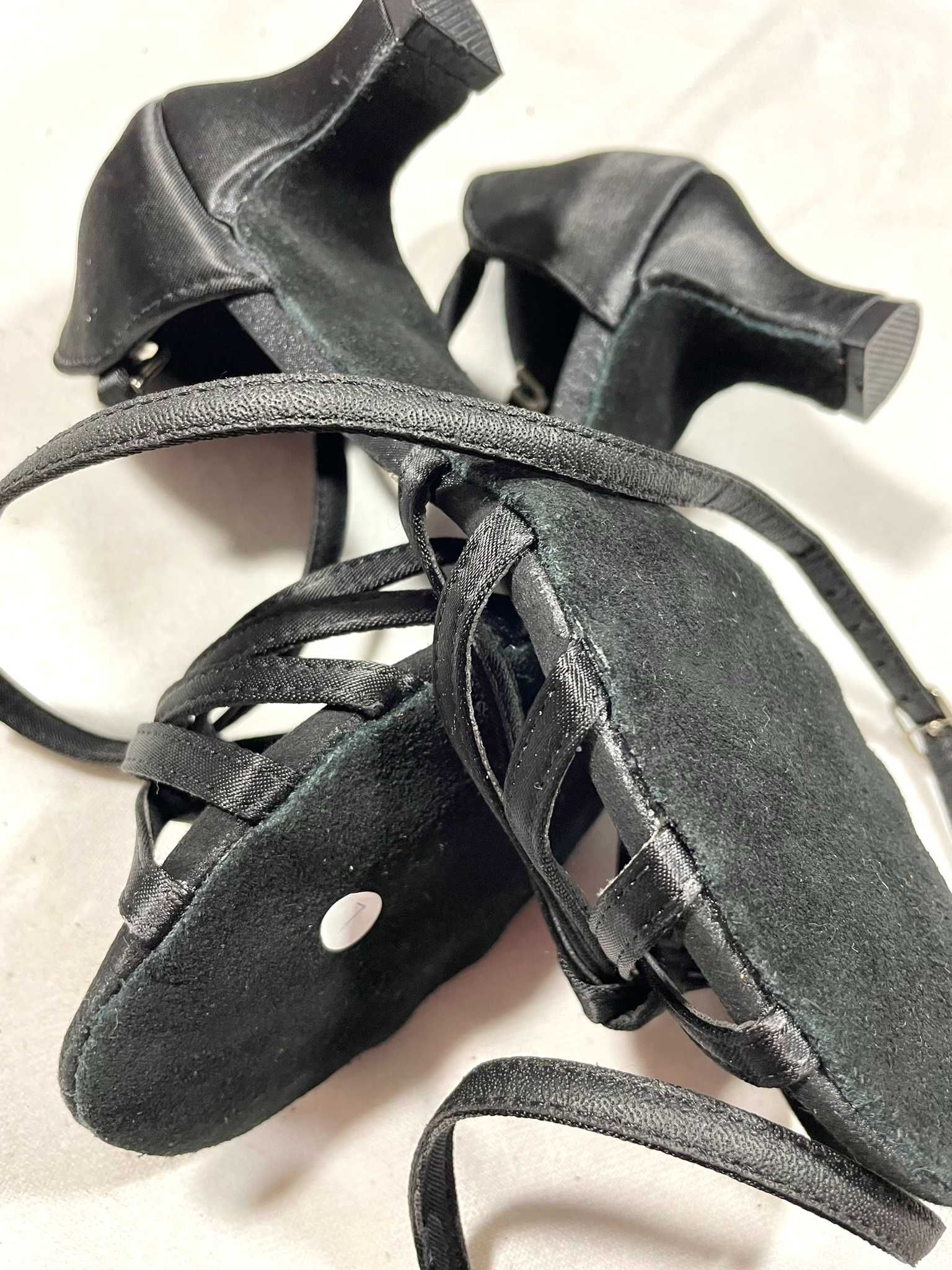 Nowe buty do tańca Latino 39 czarne 5 cm supełek