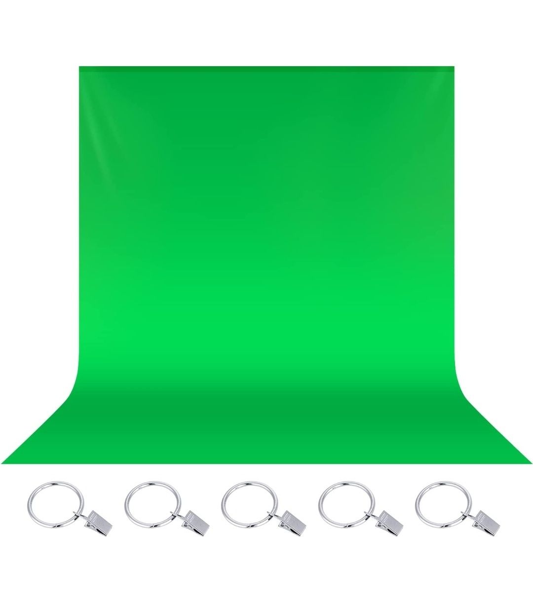 Pano fundo verde para Chroma key 2,7m x 1,8m com clipes incluídos NOVO