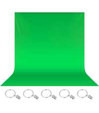 Pano fundo verde para Chroma key 2,7m x 1,8m com clipes incluídos NOVO