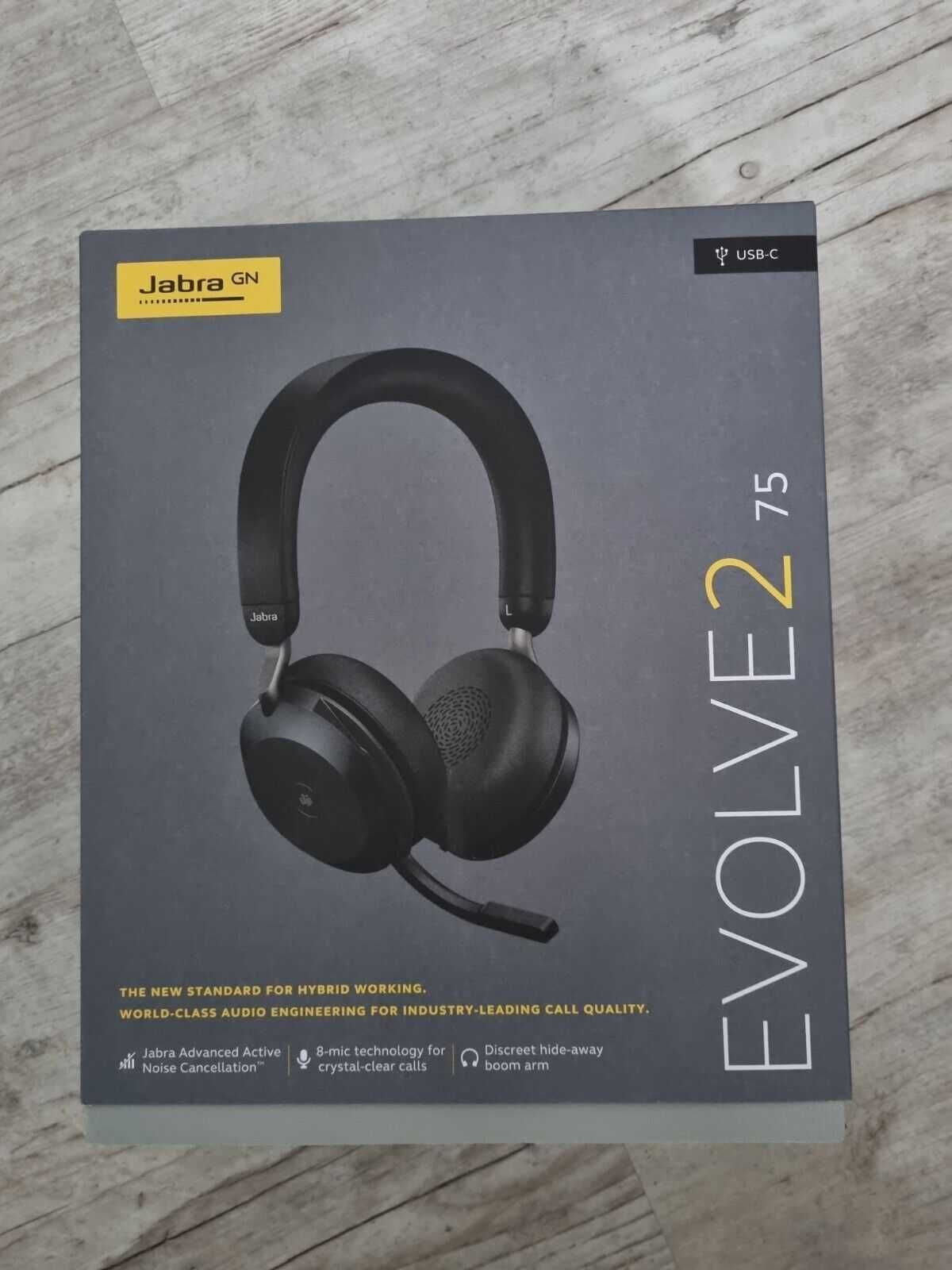 Jabra Evolve 2 75 USB-C USB-A с док станцией гарнитура для call центра