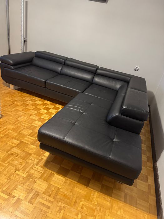 Narożnik do salonu z eko skóry czarny