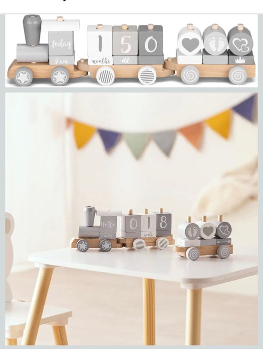 Navaris drewniany pociag persolalizacja cyferki