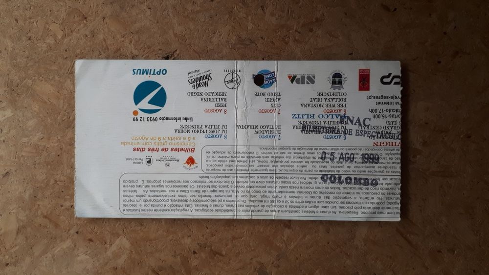 Bilhete Festival Sudoeste 1999