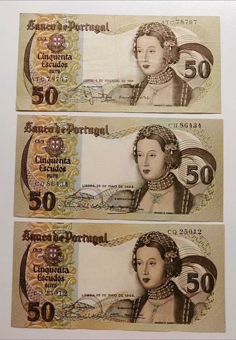 Lote Notas Escudo, Cruzeiro, Dolar, Meticais, Franco Belga