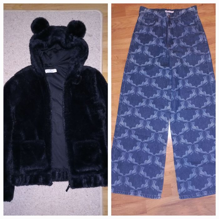 Джинси Bershka и шуба H&M на девочку 12-13лет