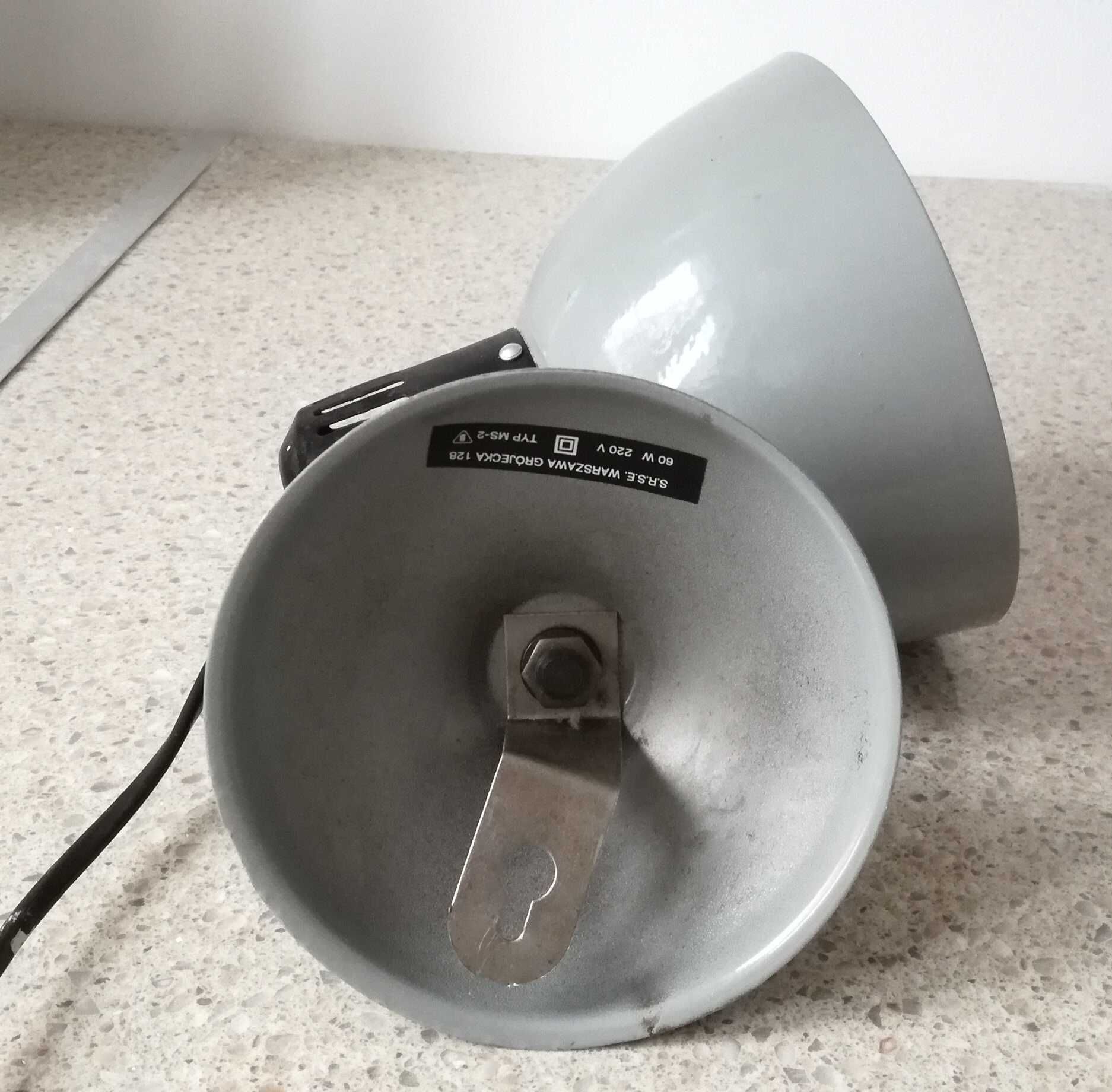 PRL Stara lampa typ MS-2 Szara S.R.S.E Warszawa Grójecka 128 Lampka