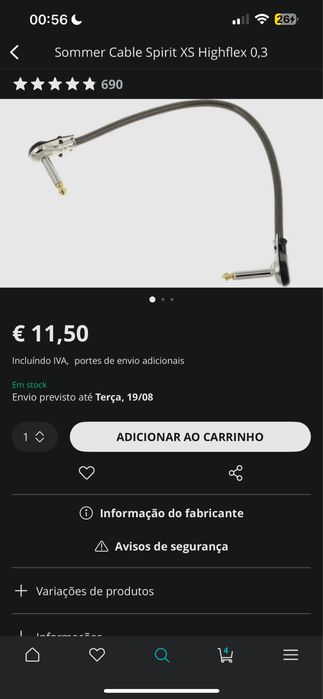 Conjunto de 10 Patch Cables para Pedalboard