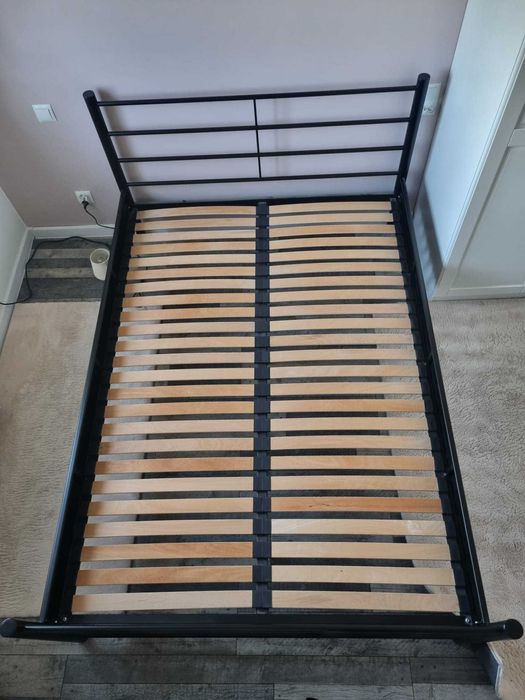 Łóżko metalowe, czarne 140x200