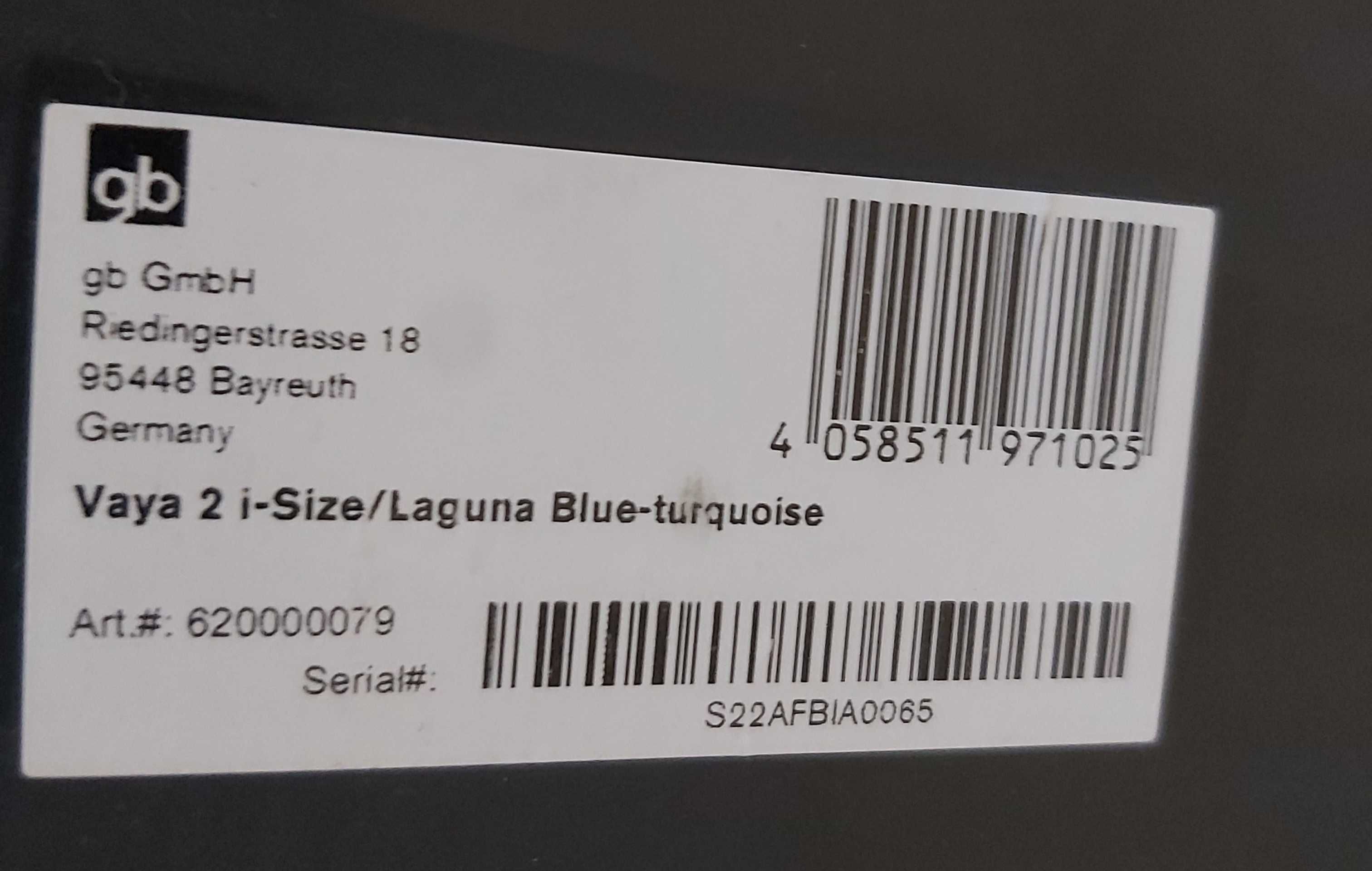 Fotelik obrotowy GB VAYA 2 i-Size 0-18kg z funkcją spania Laguna Blue