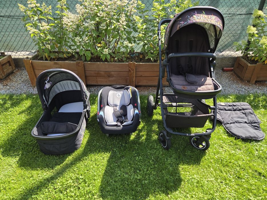 Wózek dziecięcy LIONELO Amber 3w1 Grey Graphite Czarno-szary