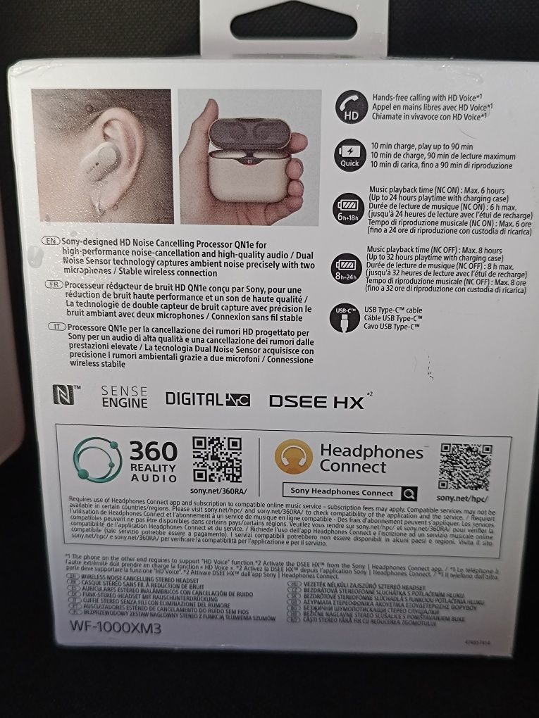 Słuchawki Sony WF-1000XM3 srebrne