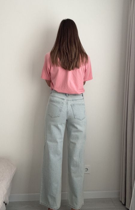 Голубые джинсы 36 размер с высокой талией