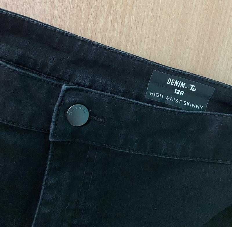 базові чорні джинси скіні skinny на високій талії 12/l