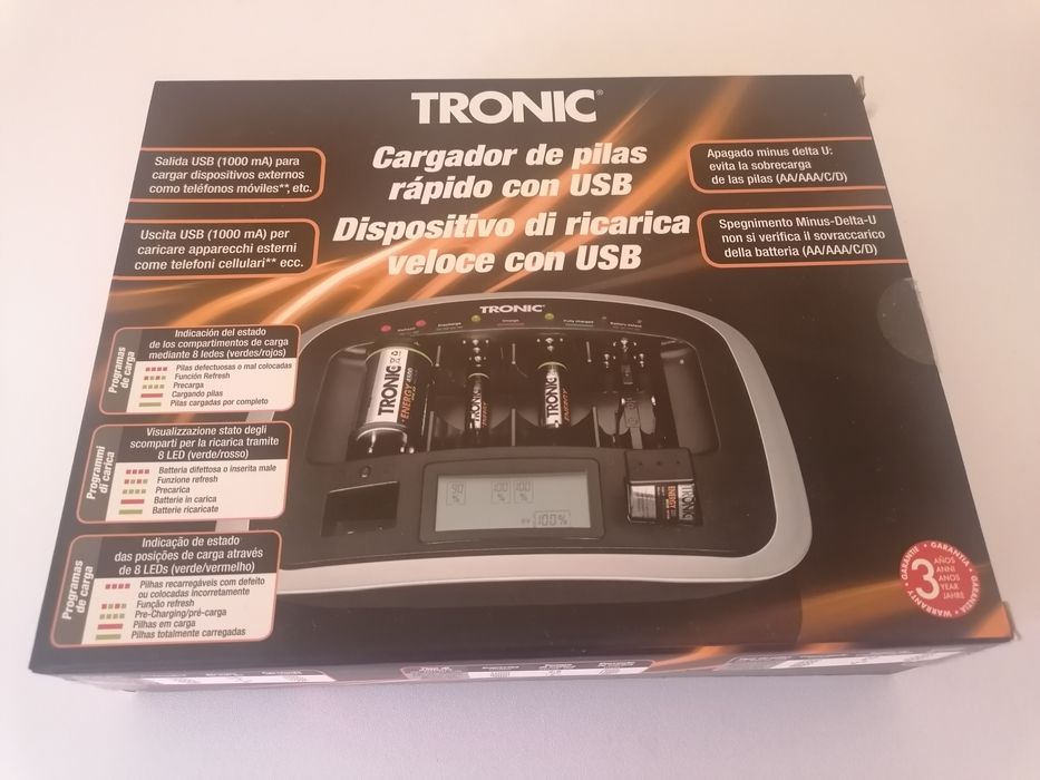 Carregador de Pilhas com USB, TRONIC