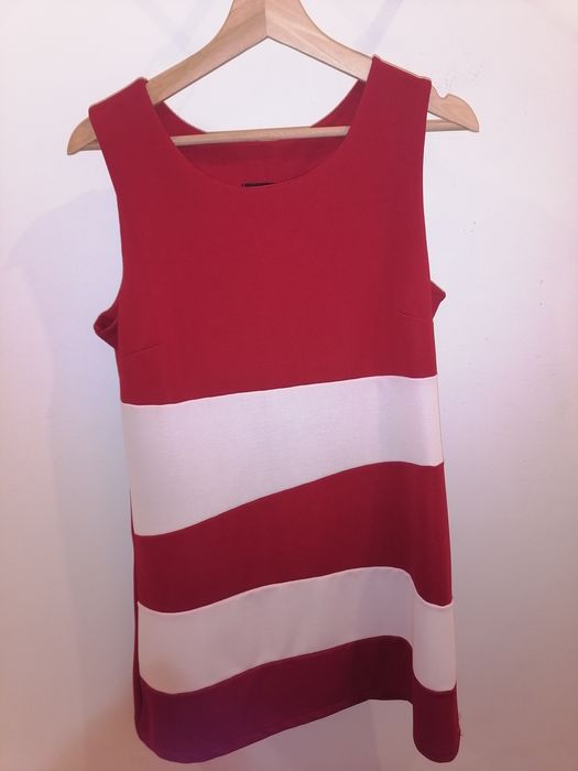 Vestido Bordô e Branco - Tamanho L