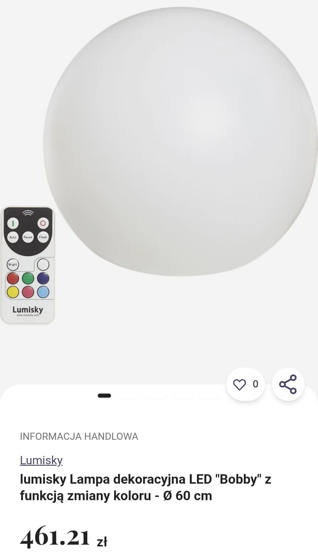 Kula / lampa ogrodowa Lumisky Bobby C60 ze zmianą koloru