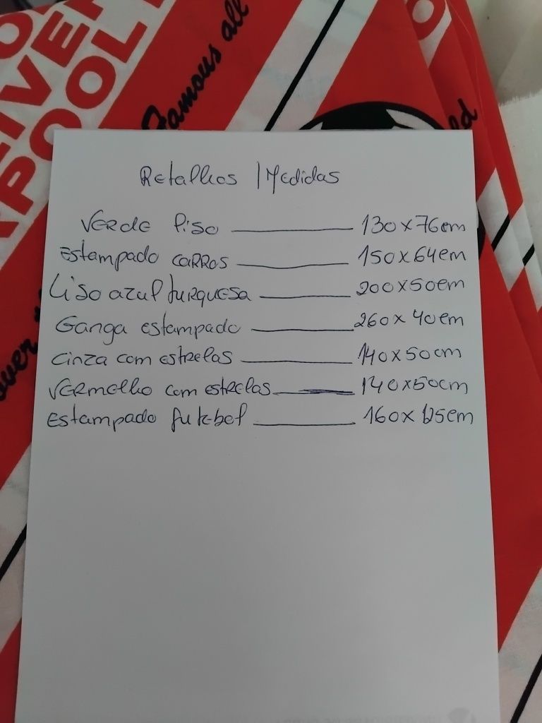 Lote de 7 retalhos de tecido 100%algodão