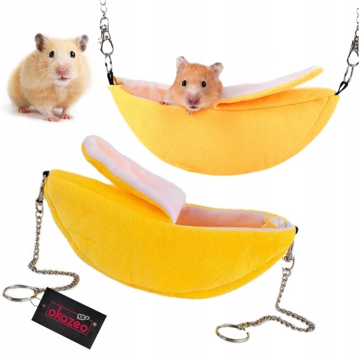 Legowisko Huśtawka Wiszące dla Chomika Gryzoni Myszy Banan żółt