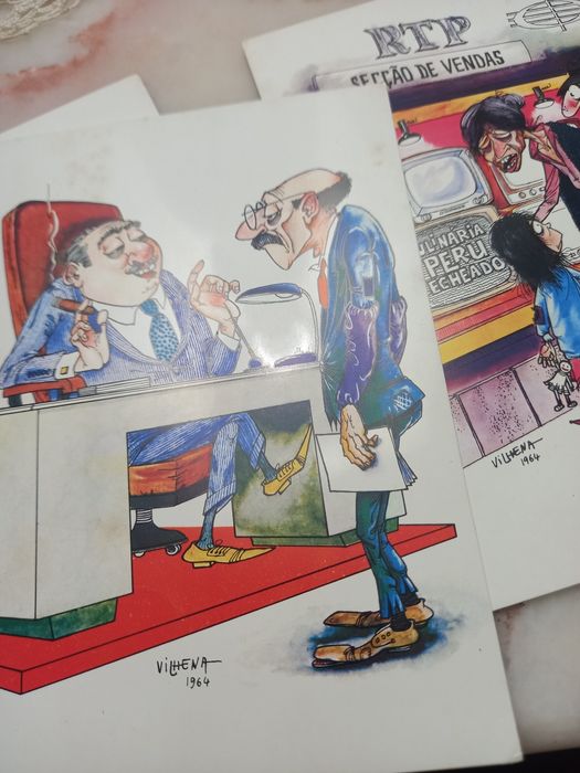 Postais ilustrados com desenhos de Vilhena