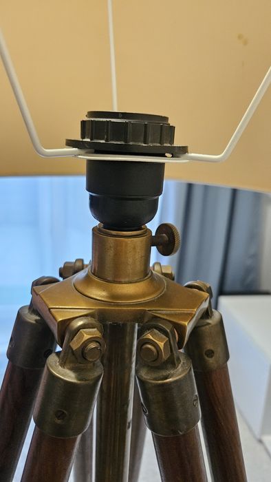 Lampa statyw ozdobna drewniana metalowa