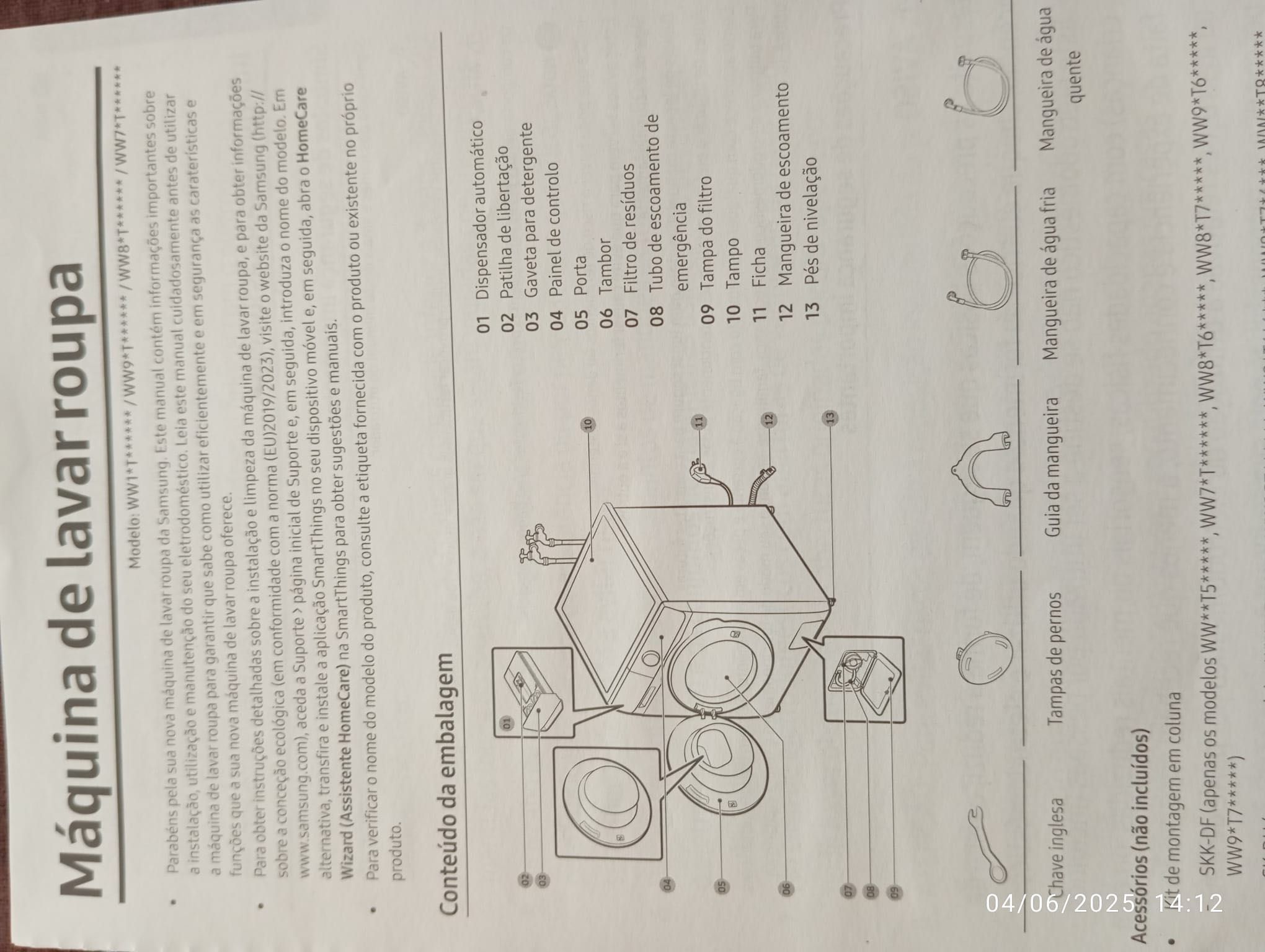 Máquina Lavar Roupa Samsung WW10T534DAW