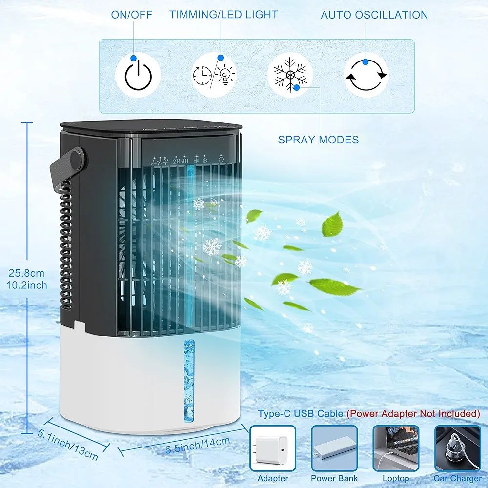 Przenośny klimatyzator 10W na wode/lód 1L