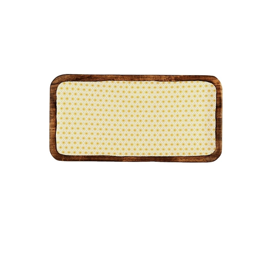 Bjorn taca patera color star brązowo żółta 40x20 drewno mango outlet