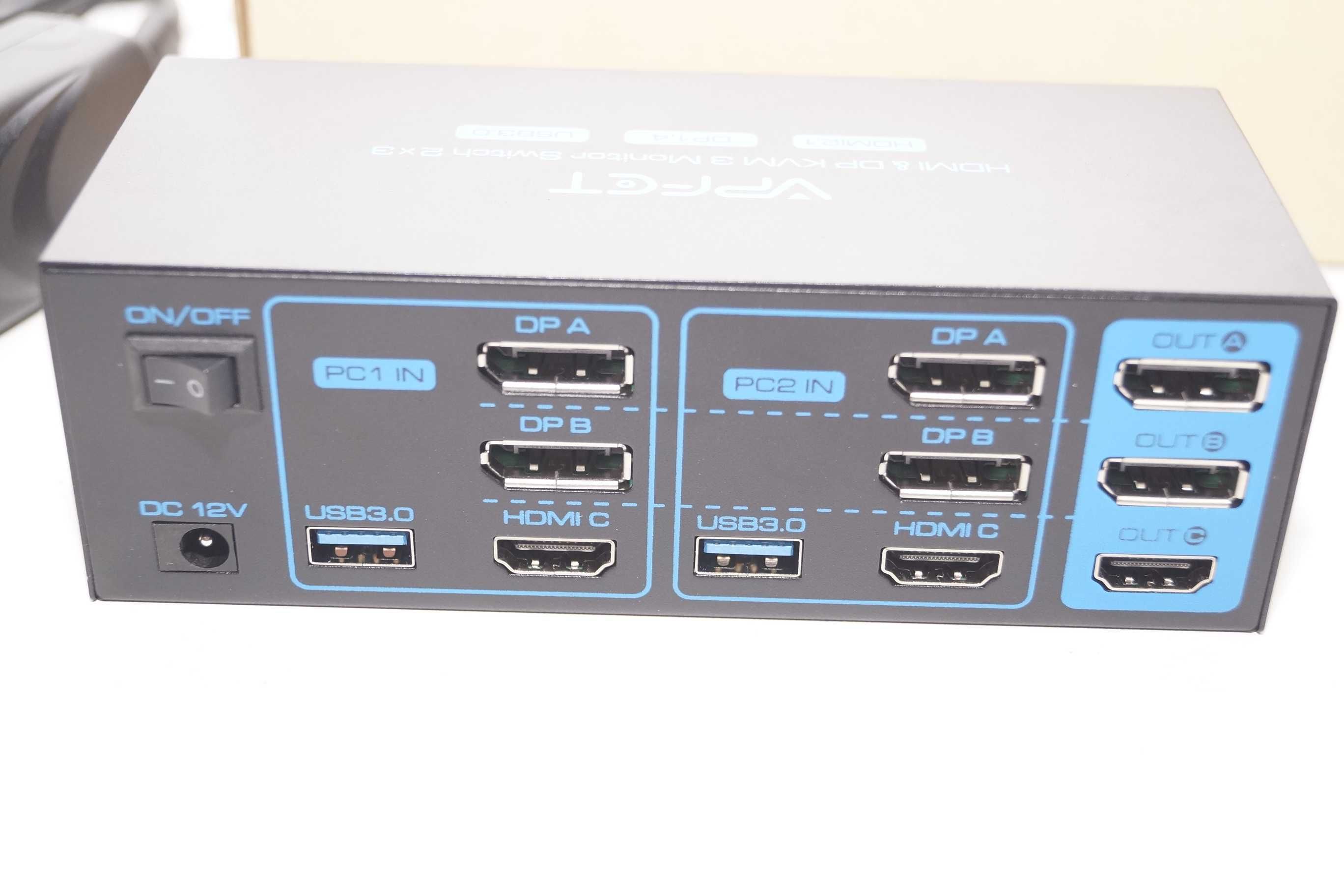 Przełącznik HDMI DP KVM 3 monitory Switch 2x3 VPFET VP-SW232 8K 60Hz