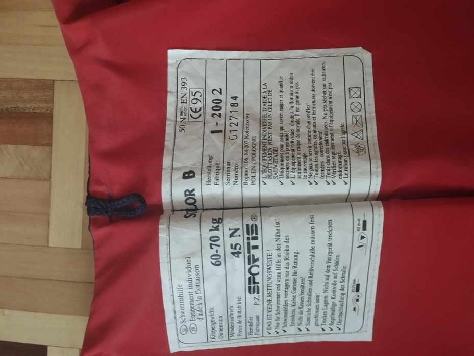 Kapok kapoki kamizelka asekuracyjna wypornościowa