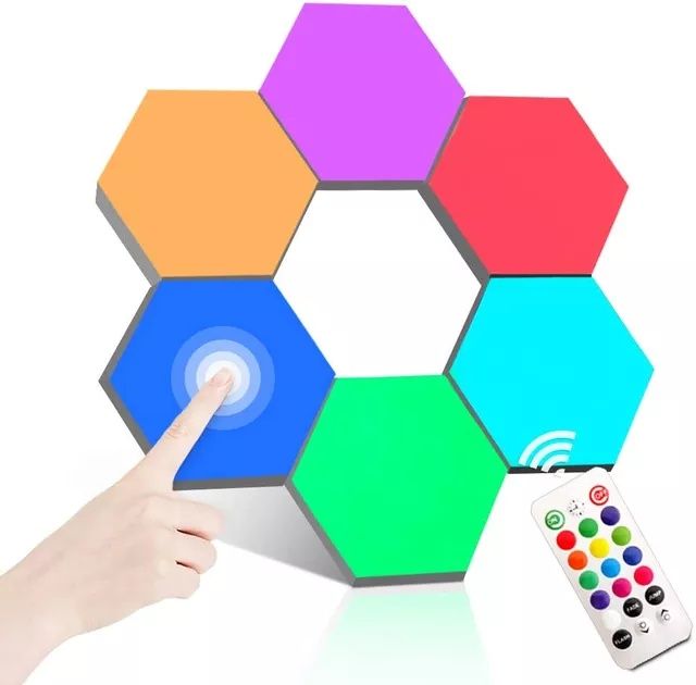 Painel Luzes modulares RGB hexagonal kit de 6 com acessórios SELADO
