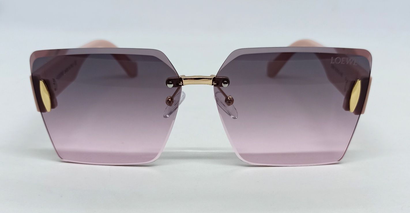 Брендовые очки женские солнцезащитные серо розовый градиент безоправн