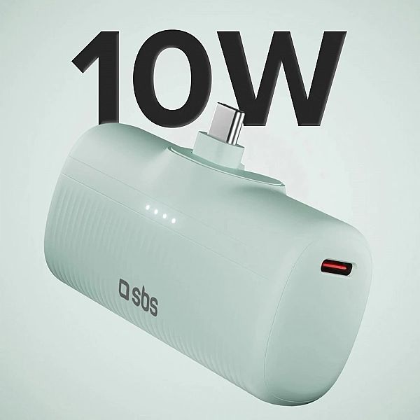Powerbank SBS EcoPower 5000 mAh 10W z wbudowanym portem USB-C - zielon