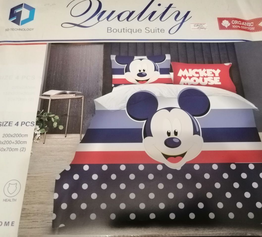 Pościel Mickey Mouse miki 140/200 prześcieradło 2 poszewki bawełna